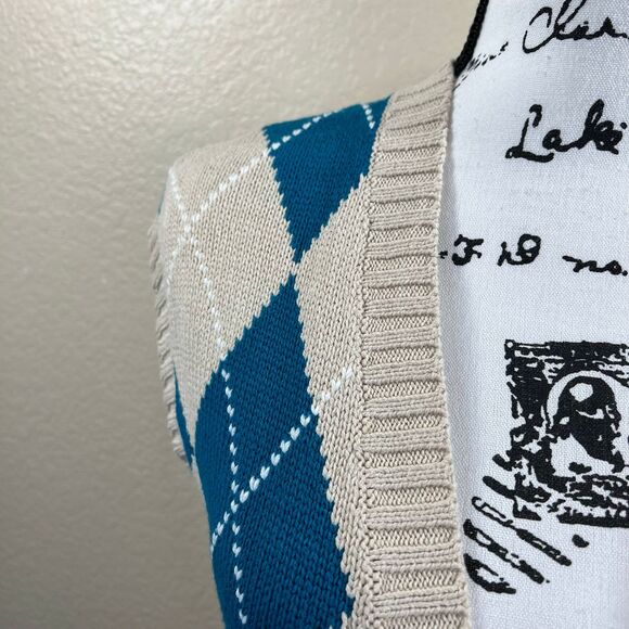 JJ Basics Light Brown long knit sweater/ dress blue checkers size XL academia - Picture 10 of 12